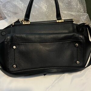 Rouge Bag with long strap Black with gold hardware.